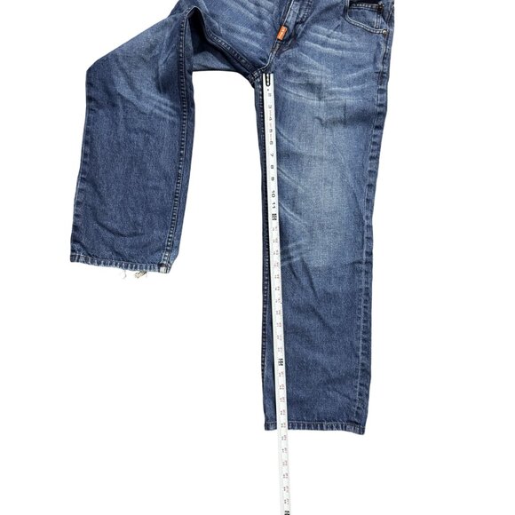 LR Geans Mens Size 30 Classic Fit Blue Denim Straight Leg Distressed - Picture 5 of 9